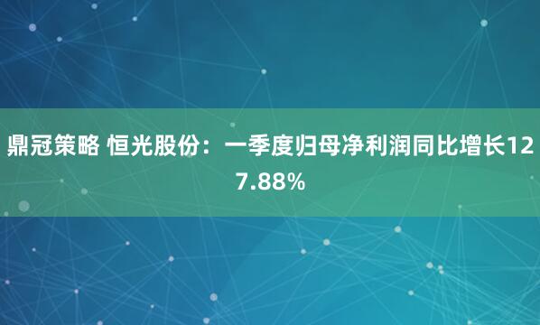 鼎冠策略 恒光股份：一季度归母净利润同比增长127.88%