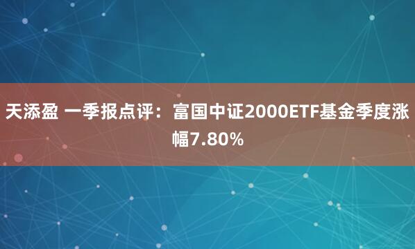 天添盈 一季报点评:富国中证2000ETF基金季度涨幅7.80%